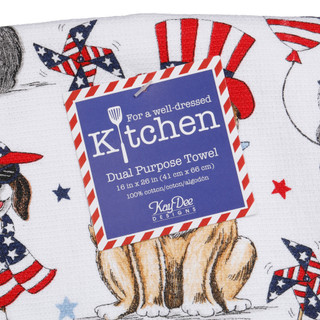 Thumbnail 3: Kay Dee Designs 16x26 Patriotic Dogs Dual Purpose Kitchen Towel 