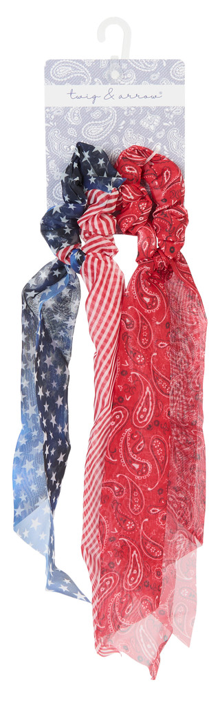 Thumbnail 1: TWIG & ARROW 2 Pk Chiffon Scarf Scrunchies 