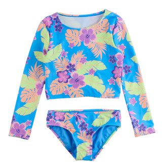 Thumbnail 2: Breaking Waves Girls 2 Pc Rashguard Swimsuit Set 