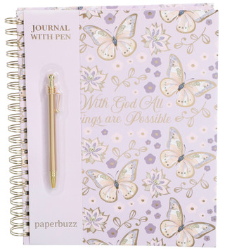 Thumbnail 1: Paperbuzz 9x11 With God All Things are Possible Spiral Journal with Pen 