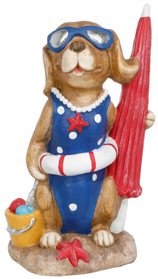 Thumbnail 1: Fancy That 20.5 in Patriotic Beach Dog Figurine Outdoor Decor 