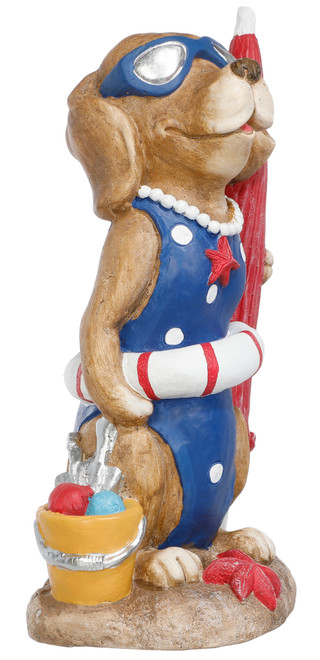 Thumbnail 2: Fancy That 20.5 in Patriotic Beach Dog Figurine Outdoor Decor 