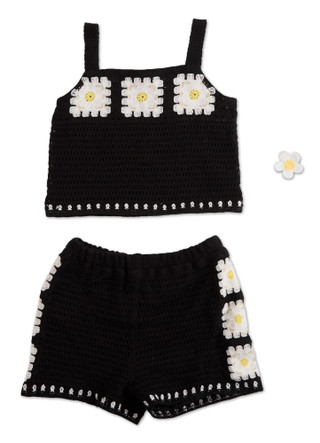 Thumbnail 1: B TWEEN Girls Crochet Square Daisy Tank & Shorts Set with Hair Clip 
