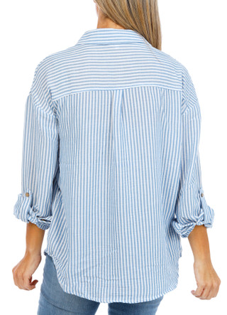 Thumbnail 2: Cavalini Women's Stripe Print Button Down Top 