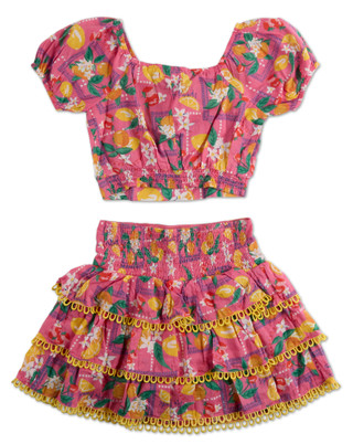 Thumbnail 2: JAPNA GIRLS Girls 2 Pc Smocked & Tiered Skort Set 