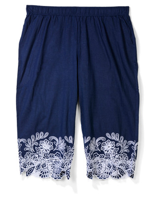 Thumbnail 1: Coral Bay Plus Embroidered Hem Stretch Capris 