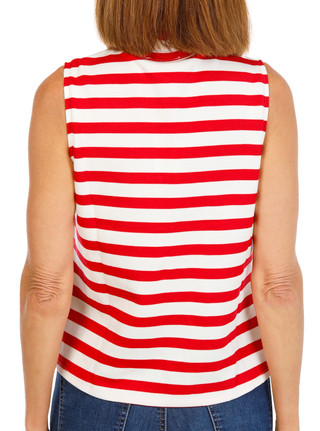 Thumbnail 2: Cable & Gauge Women's Sleeveless Stripe Tank Polo 