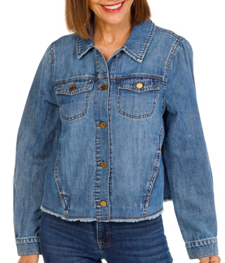 Thumbnail 1: Democracy Women's Long Sleeve Button Down Denim Jacket 