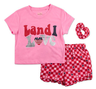 Thumbnail 1: Free Style Girls 2 Pc Americana Sleep Shorts Set with Scrunchie 