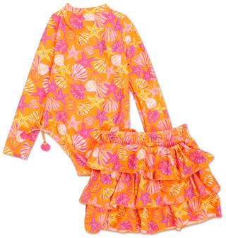 Thumbnail 2: Young Hearts Little Girls 2 Pc Swimsuit & Shorts Set 
