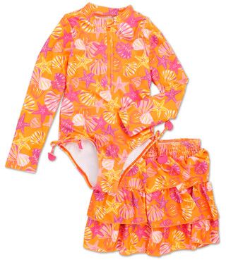Thumbnail 1: Young Hearts Little Girls 2 Pc Swimsuit & Shorts Set 