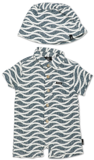 Thumbnail 1: VOLCOM Baby Boys Woven Tropical Romper & Hat Set  