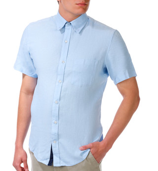 Thumbnail 1: TAILORBYRD Men's Short Sleeve Linen Button Down Shirt 