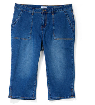 Thumbnail 1: Bleu Plus Split Hem Denim Capris 