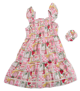 Thumbnail 1: KIWI Little Girls Smocked Fluttter Sleeve Lined Swing Dress 