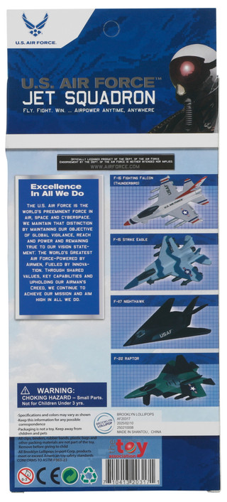 Thumbnail 2: Brooklyn Lollipop 4 Pk USAF Pull Back Die Cast Jet Squadron 
