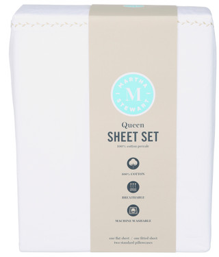 Thumbnail 1: Martha Stewart Queen 4 Pc Cotton Percale Sheet Set 
