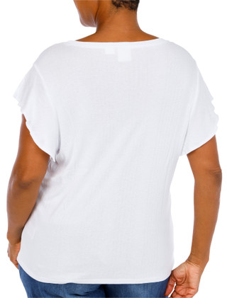 Thumbnail 2: Zac & Rachel Women's Plus Ribbed Comfort Stretch Flutter Sleeve Top 