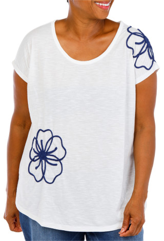 Thumbnail 1: Anneliese Women's Plus Embroidered Scoop Neck Top 