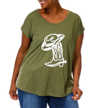 Thumbnail 1: Anneliese Women's Plus Embroidered Scoop Neck Top 