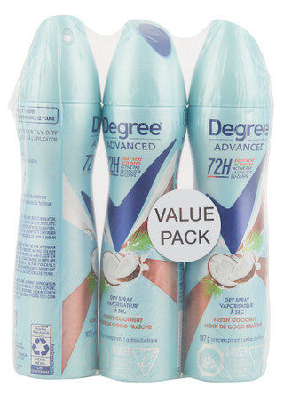 Thumbnail 1: DEGREE 3 Pk Fresh Coconut Antiperspirant Dry Sprays 