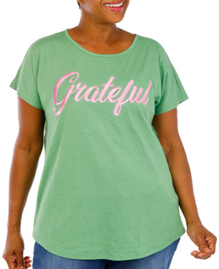 Thumbnail 1: Sable Sky Women's Plus Embroidered Rhinestone Grateful Top 