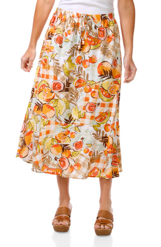 Thumbnail 1: Floral & Ivy Women's Picnic Print Midi Skirt 