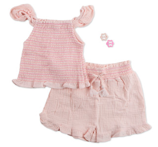 Thumbnail 1: Btween Little Girls Smocked Ruffled Shorts Set 