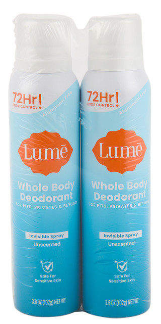 Thumbnail 2: Lume 2 Pk Whole Body Deodorant Invisible Spray 