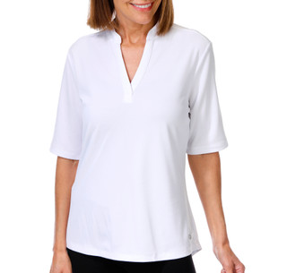 Thumbnail 2: REEL LEGENDS Women's Short Sleeve Freeline Mandarin Top 