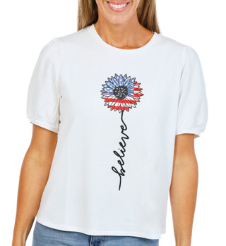 Thumbnail 1: Kiss & Fly Women's Short Sleeve Americana Sunflower Top 