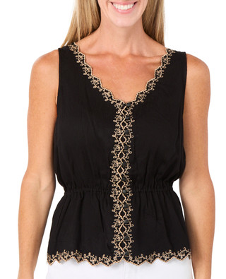 Thumbnail 1: Democracy Women's Sleeveless Embellished Button Down Top 
