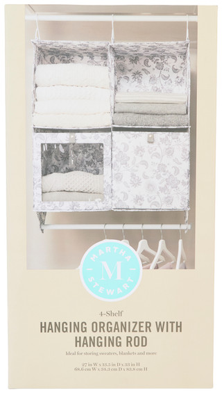 Thumbnail 1: Martha Stewart 4 Shelf Hanging Organizer w/ Hanging Rod 