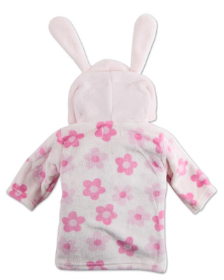 Thumbnail 2: Baby Gear Baby Girls Hooded Bath Robe with Plush Rabbit Toy 
