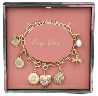 Thumbnail 1: Paige Harper Gold Plated Heart Charm Bracelet 
