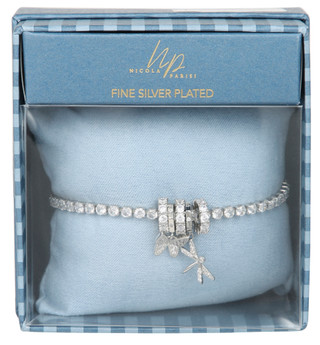 Thumbnail 1: Nicola Silver Plated Hoop Dragonfly Tennis Bracelet 