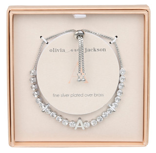 Thumbnail 1: OLIVIA & JACKSON Silver Plated Initial Tennis Bracelet 