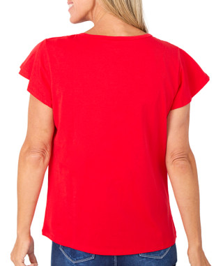 Thumbnail 2: ILU Women's Short Sleeve V Neck Bedazzled Top 