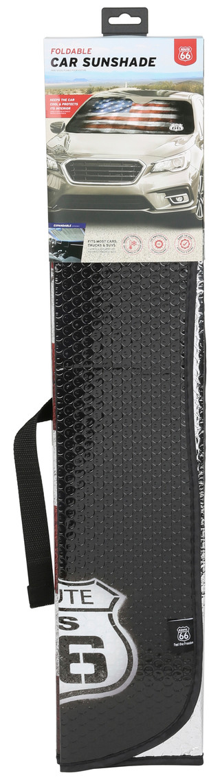 Thumbnail 1: Route 66 American Flag Foldable Car Sunshade 