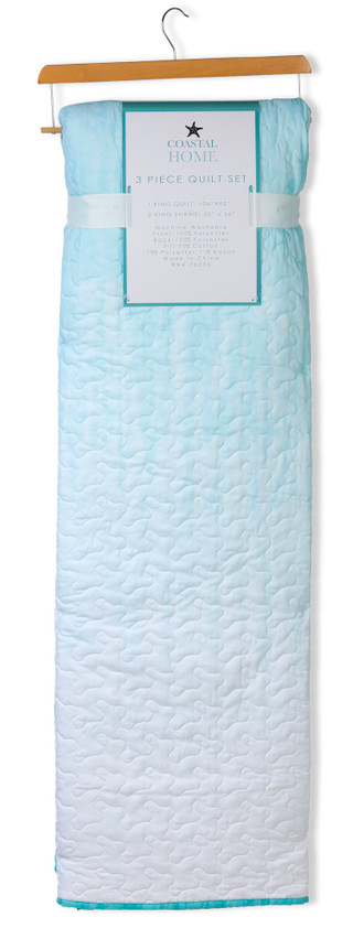 Thumbnail 1: Coastal Home 3 Pc Ombre Seashells Quilt Set 