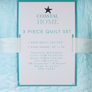 Thumbnail 6: Coastal Home 3 Pc Ombre Seashells Quilt Set 