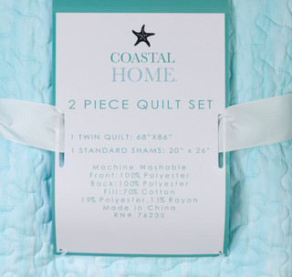 Thumbnail 9: Coastal Home 3 Pc Ombre Seashells Quilt Set 