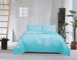 Thumbnail 13: Coastal Home 3 Pc Ombre Seashells Quilt Set 
