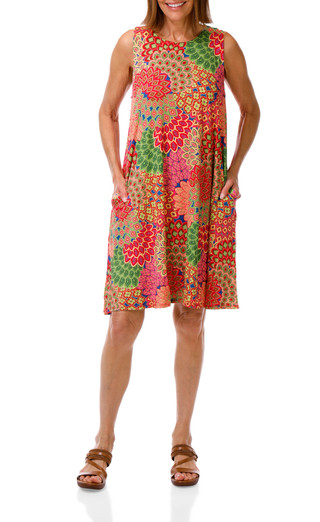Thumbnail 1: HARLOW & ROSE Women's Tropical Print Sleeveless Swing Dress 