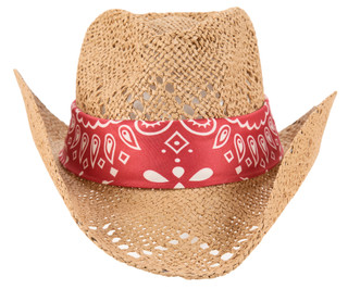 Thumbnail 3: True Love Accessories Women's Americana Natural Woven Hat with Bandana 