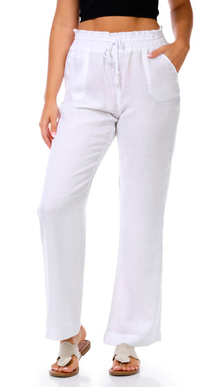 Thumbnail 1: CISONO Junior's Smocked Waist Tie Front Pants 