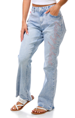 Thumbnail 1: Baby Phat Junior's Rhinestone Bootcut Denim Jeans 