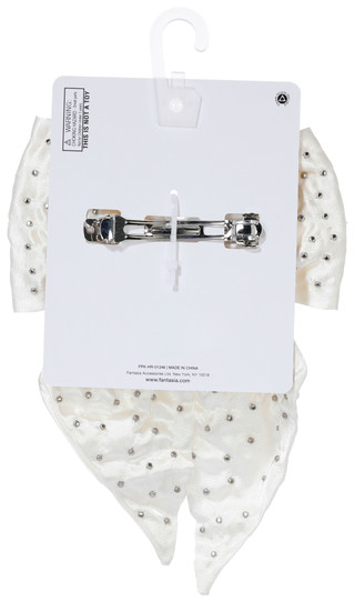 Thumbnail 2: TWIG & ARROW Satin Bow Hair Clip with Pearl Embellishments 
