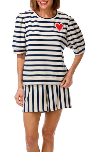 Thumbnail 1: Chelsea & Theodore Women's 2 Pc Heart Patch Shorts Set 