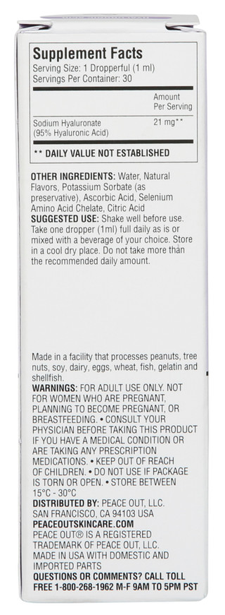 Thumbnail 2: PEACE OUT Hyaluronic Acid Hydration Drops - 1 oz 